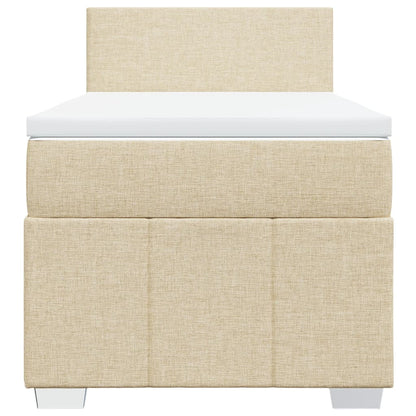 Box Spring Postel S Matrací Krémová 90X190 Cm Textil