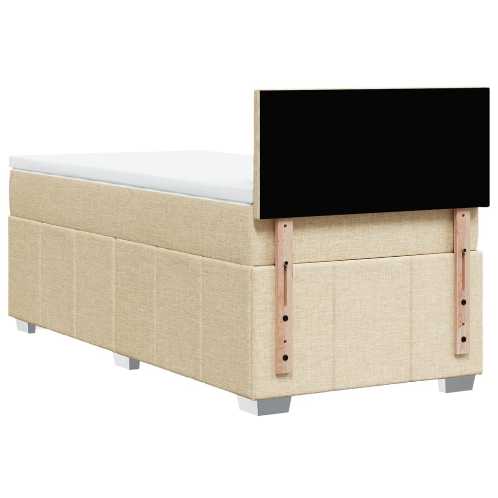 Box Spring Postel S Matrací Krémová 90X190 Cm Textil