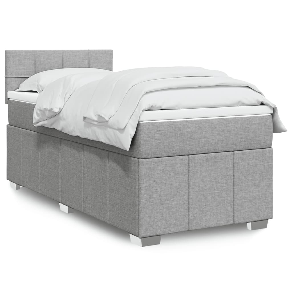 Box Spring Postel S Matrací Textil Světle Šedá