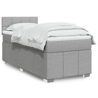 Box Spring Postel S Matrací Textil Světle Šedá