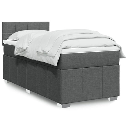 Box Spring Postel S Matrací Textil Tmavě Šedá