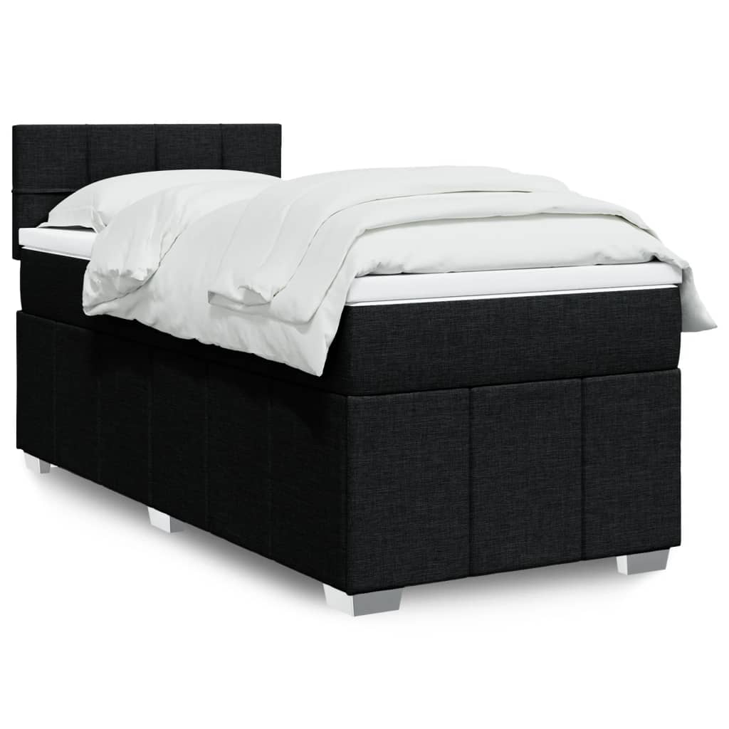 Box Spring Postel S Matrací Černá Textil Černá