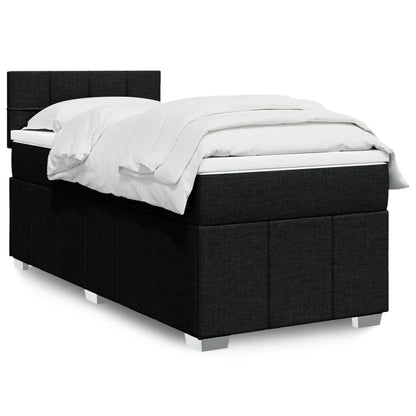 Box Spring Postel S Matrací Černá Textil Černá