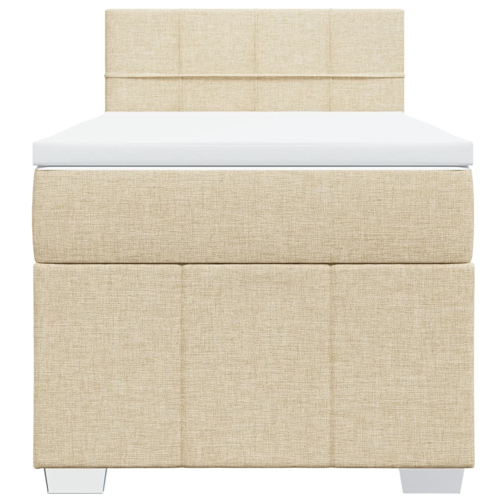Box Spring Postel S Matrací Krémová 90X190 Cm Textil