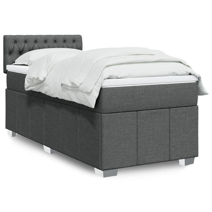 Box Spring Postel S Matrací Textil Tmavě Šedá