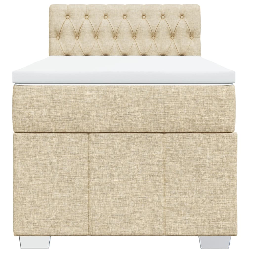 Box Spring Postel S Matrací Krémová 90X190 Cm Textil