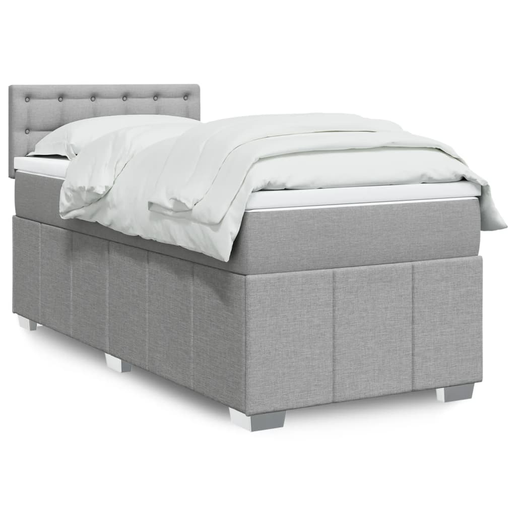 Box Spring Postel S Matrací Textil Světle Šedá