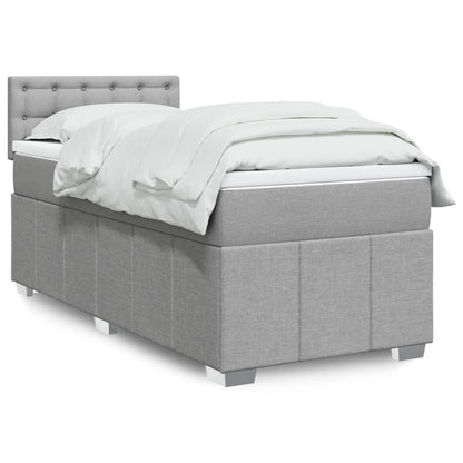 Box Spring Postel S Matrací Textil Světle Šedá