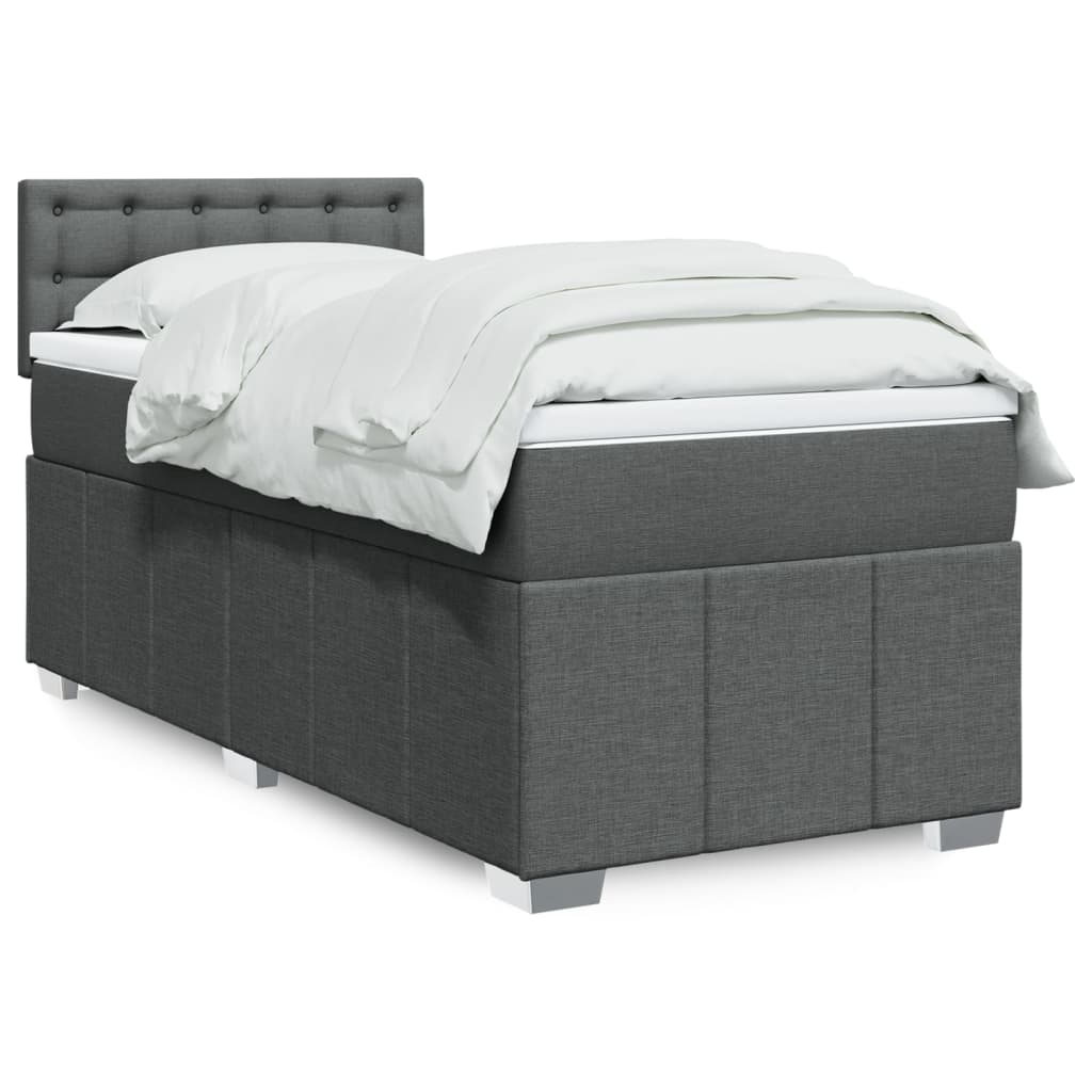 Box Spring Postel S Matrací Textil Tmavě Šedá