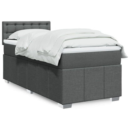 Box Spring Postel S Matrací Textil Tmavě Šedá