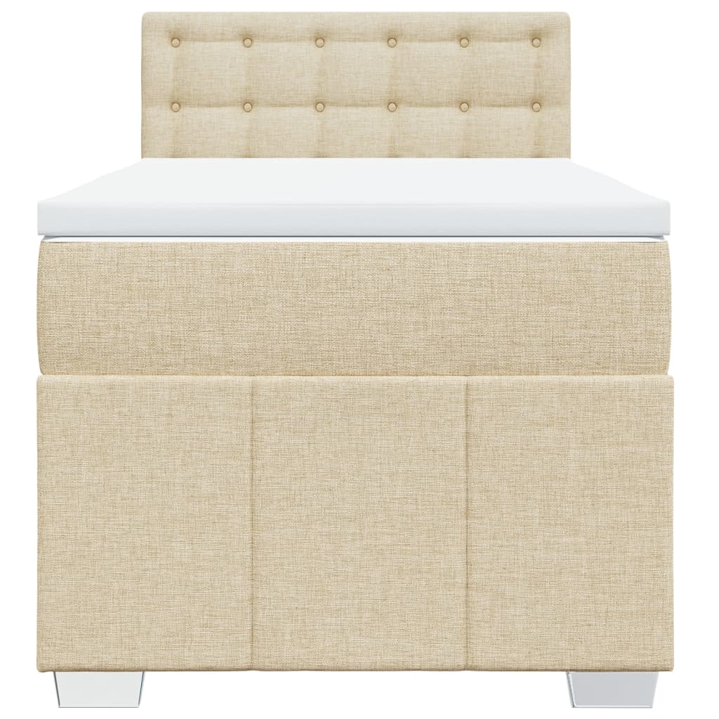Box Spring Postel S Matrací Krémová 90X190 Cm Textil