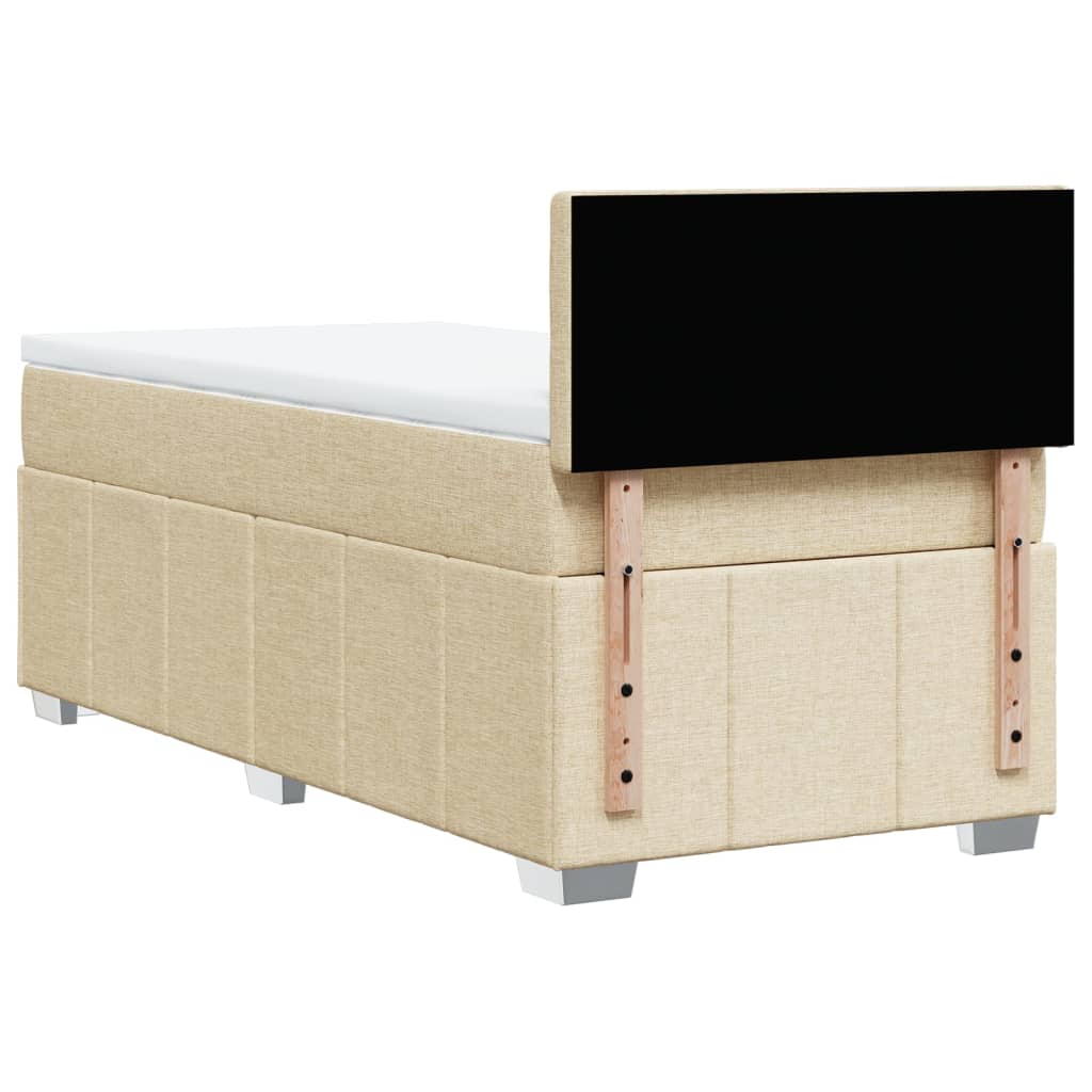 Box Spring Postel S Matrací Krémová 90X190 Cm Textil