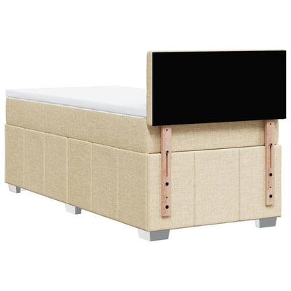 Box Spring Postel S Matrací Krémová 90X190 Cm Textil