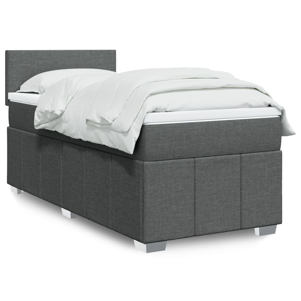 Box Spring Postel S Matrací Textil Tmavě Šedá