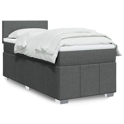 Box Spring Postel S Matrací Textil Tmavě Šedá