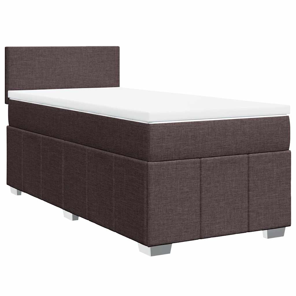 Box Spring Postel S Matrací Tmavě Hnědá 90X200 Cm Textil