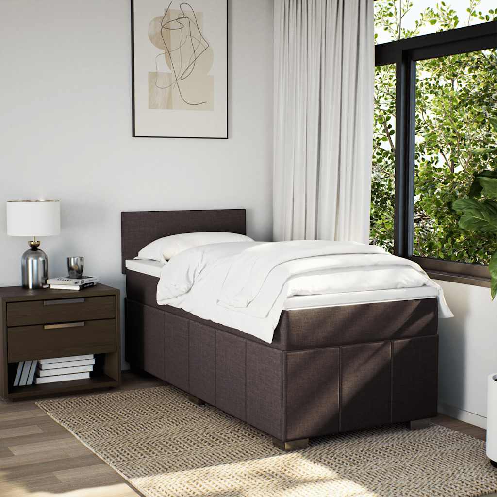Box Spring Postel S Matrací Tmavě Hnědá 90X200 Cm Textil