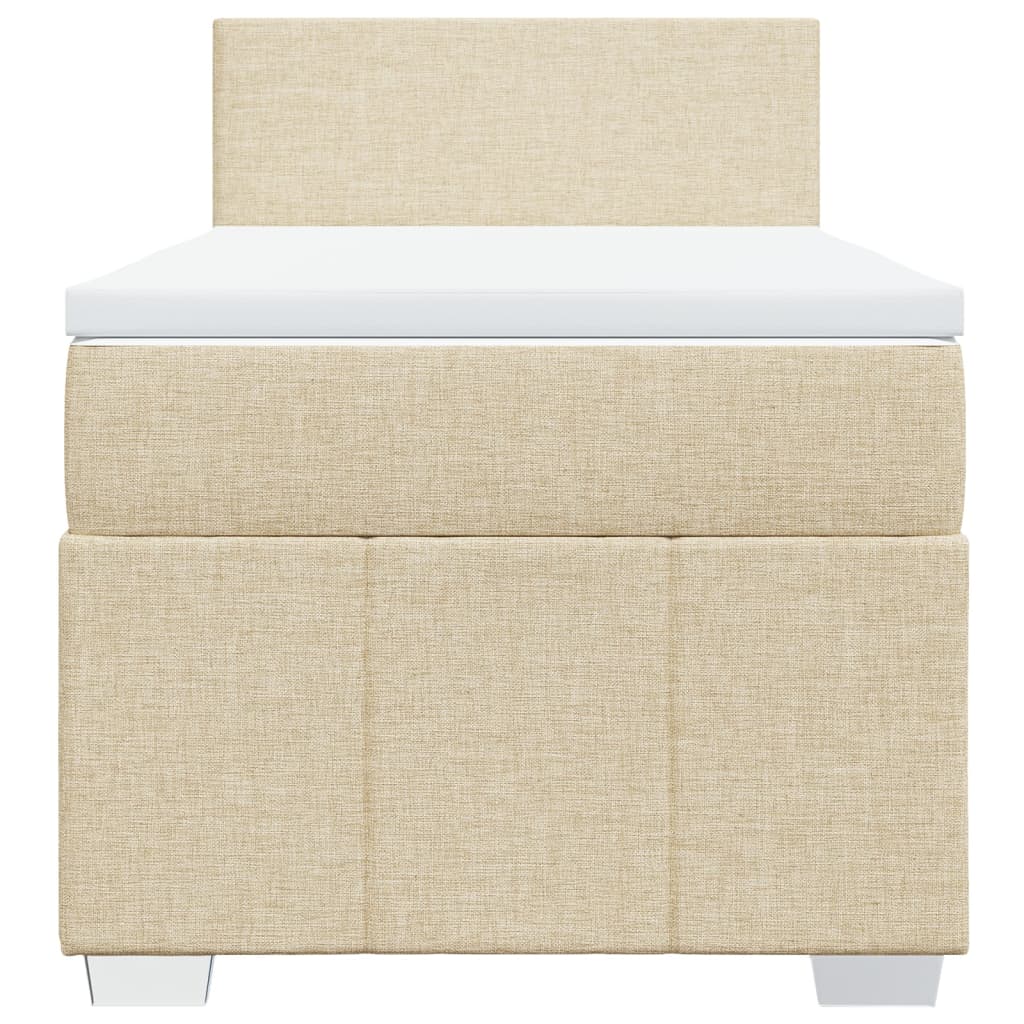 Box Spring Postel S Matrací Krémová 90X200 Cm Textil