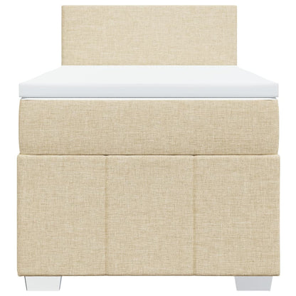 Box Spring Postel S Matrací Krémová 90X200 Cm Textil