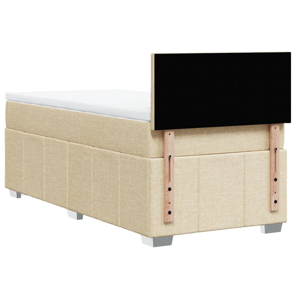 Box Spring Postel S Matrací Krémová 90X200 Cm Textil
