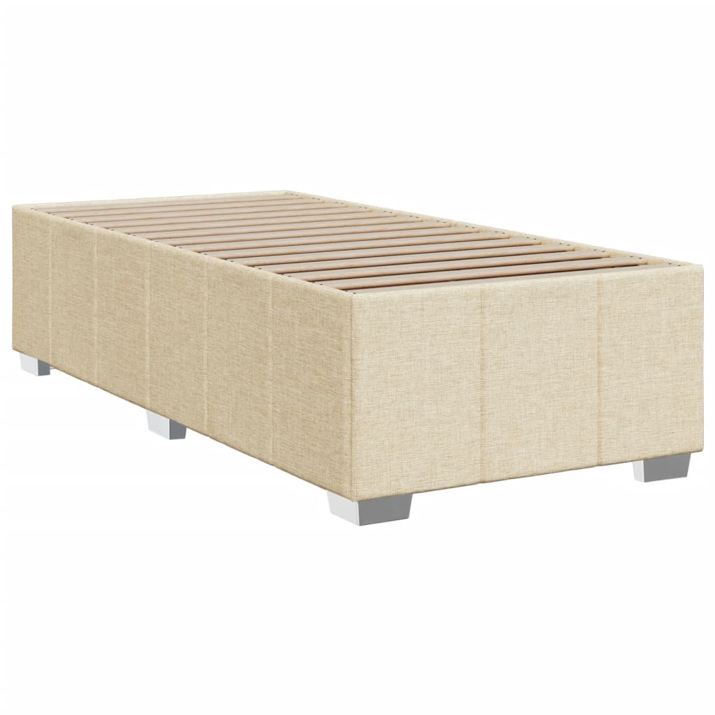 Box Spring Postel S Matrací Krémová 90X200 Cm Textil
