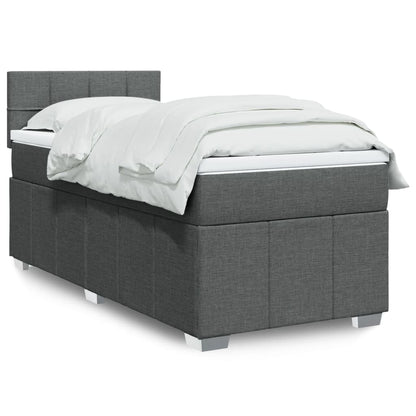Box Spring Postel S Matrací Textil Tmavě Šedá