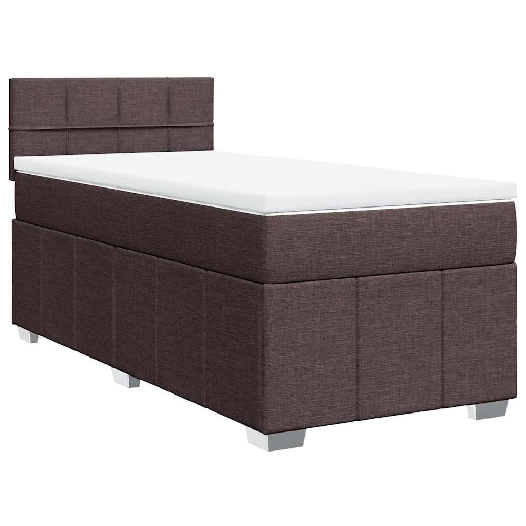 Box Spring Postel S Matrací Tmavě Hnědá 90X200 Cm Textil