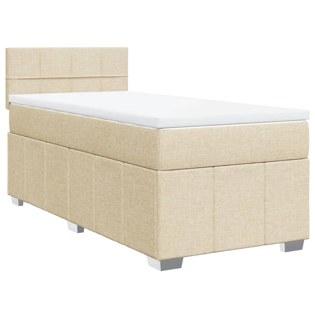 Box Spring Postel S Matrací Krémová 90X200 Cm Textil