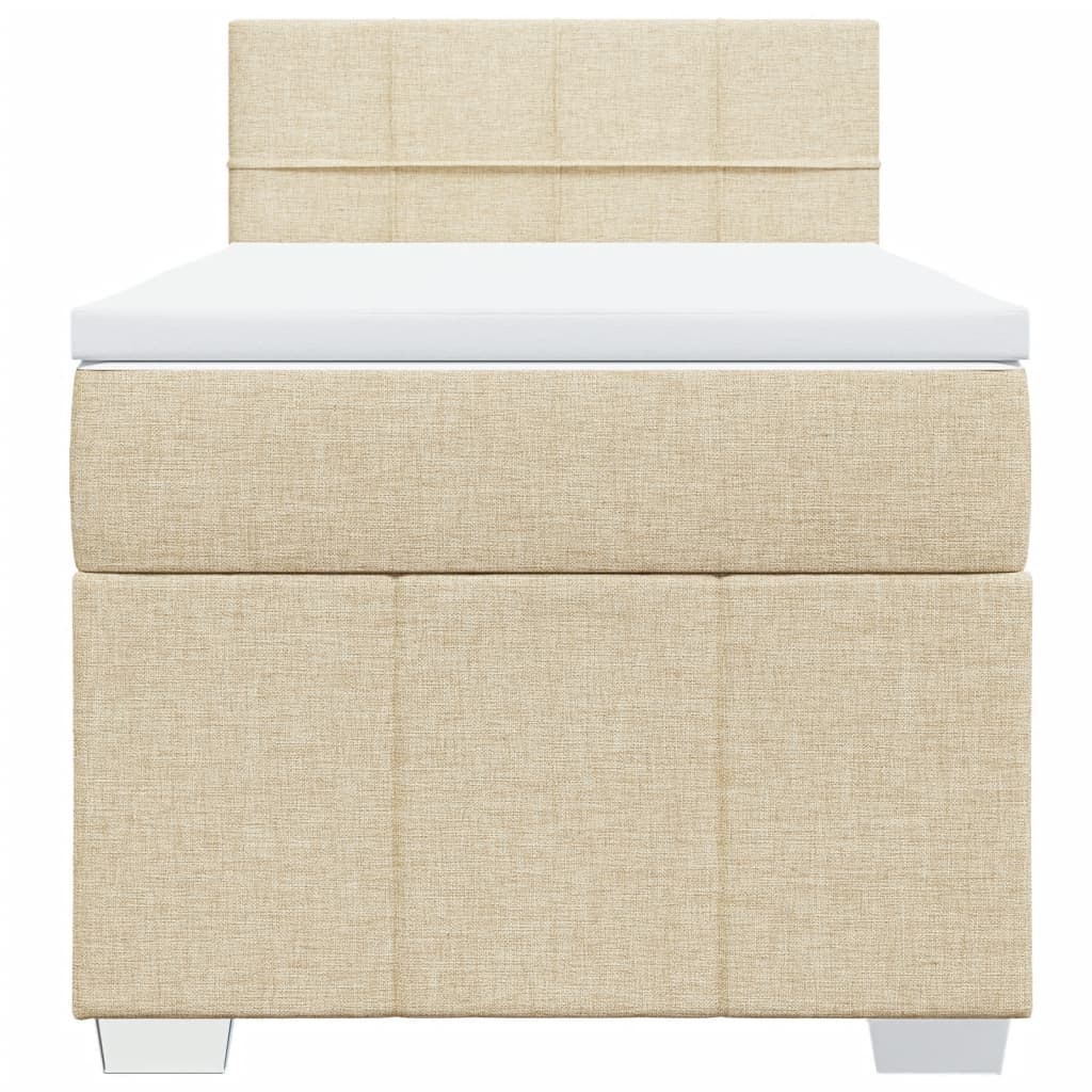 Box Spring Postel S Matrací Krémová 90X200 Cm Textil