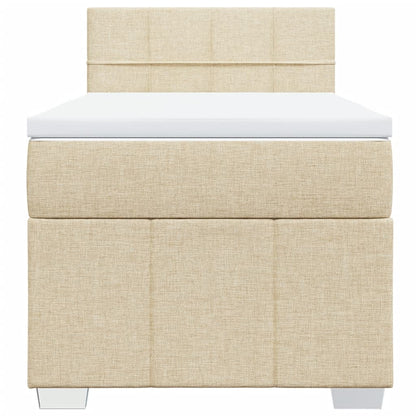 Box Spring Postel S Matrací Krémová 90X200 Cm Textil
