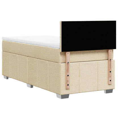 Box Spring Postel S Matrací Krémová 90X200 Cm Textil