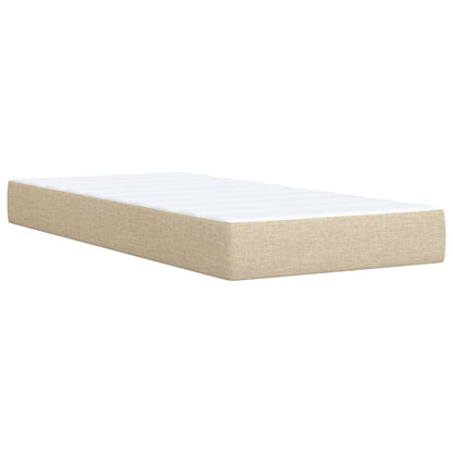 Box Spring Postel S Matrací Krémová 90X200 Cm Textil