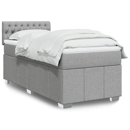 Box Spring Postel S Matrací Textil Světle Šedá