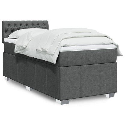 Box Spring Postel S Matrací Textil Tmavě Šedá