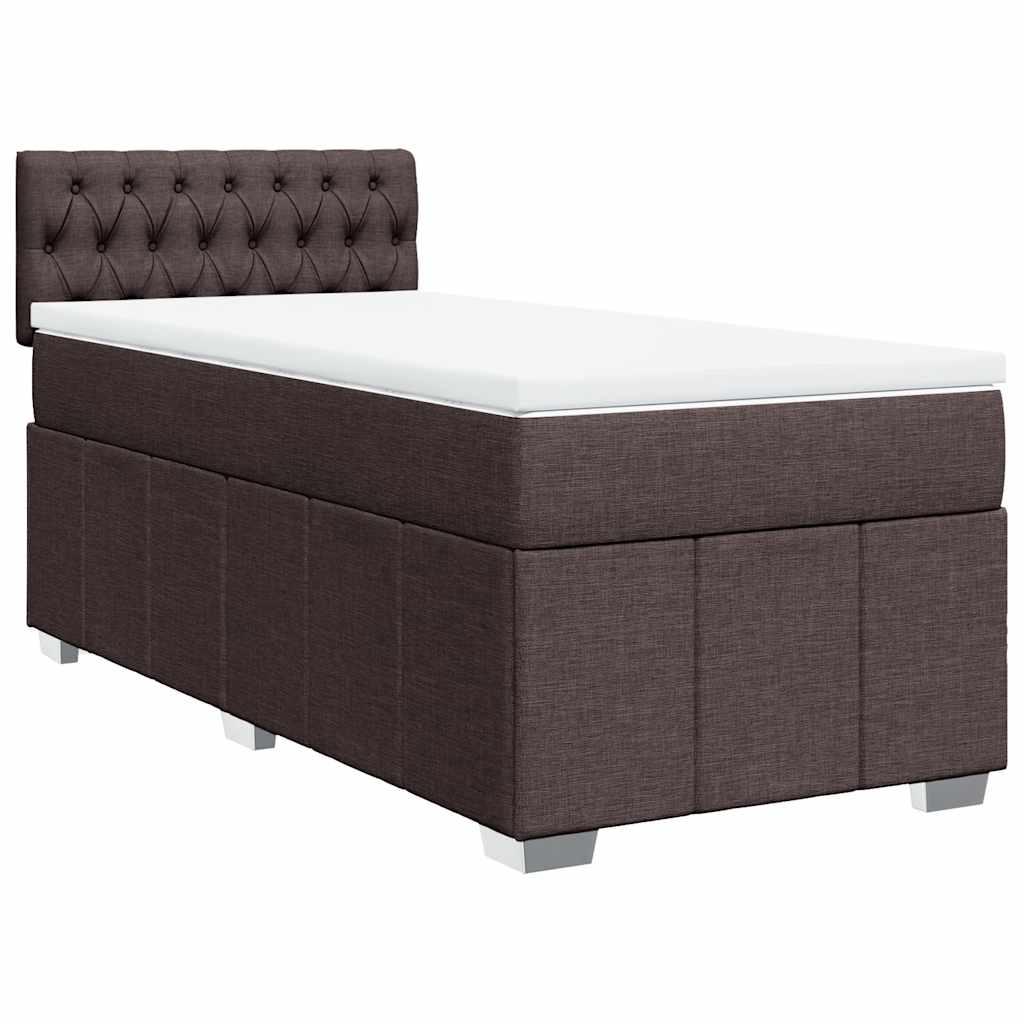 Box Spring Postel S Matrací Tmavě Hnědá 90X200 Cm Textil