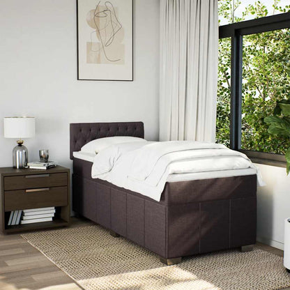 Box Spring Postel S Matrací Tmavě Hnědá 90X200 Cm Textil
