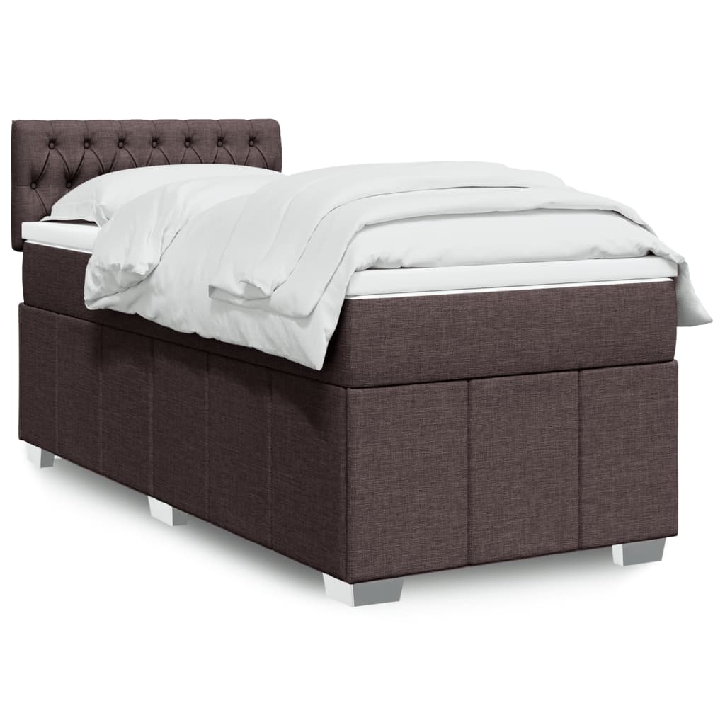 Box Spring Postel S Matrací Tmavě Hnědá 90X200 Cm Textil