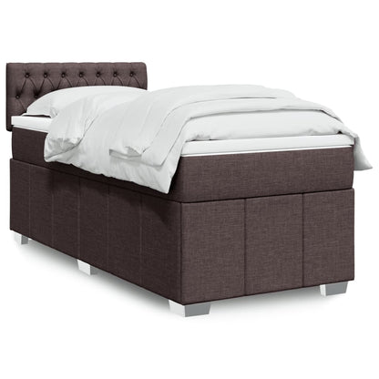 Box Spring Postel S Matrací Tmavě Hnědá 90X200 Cm Textil