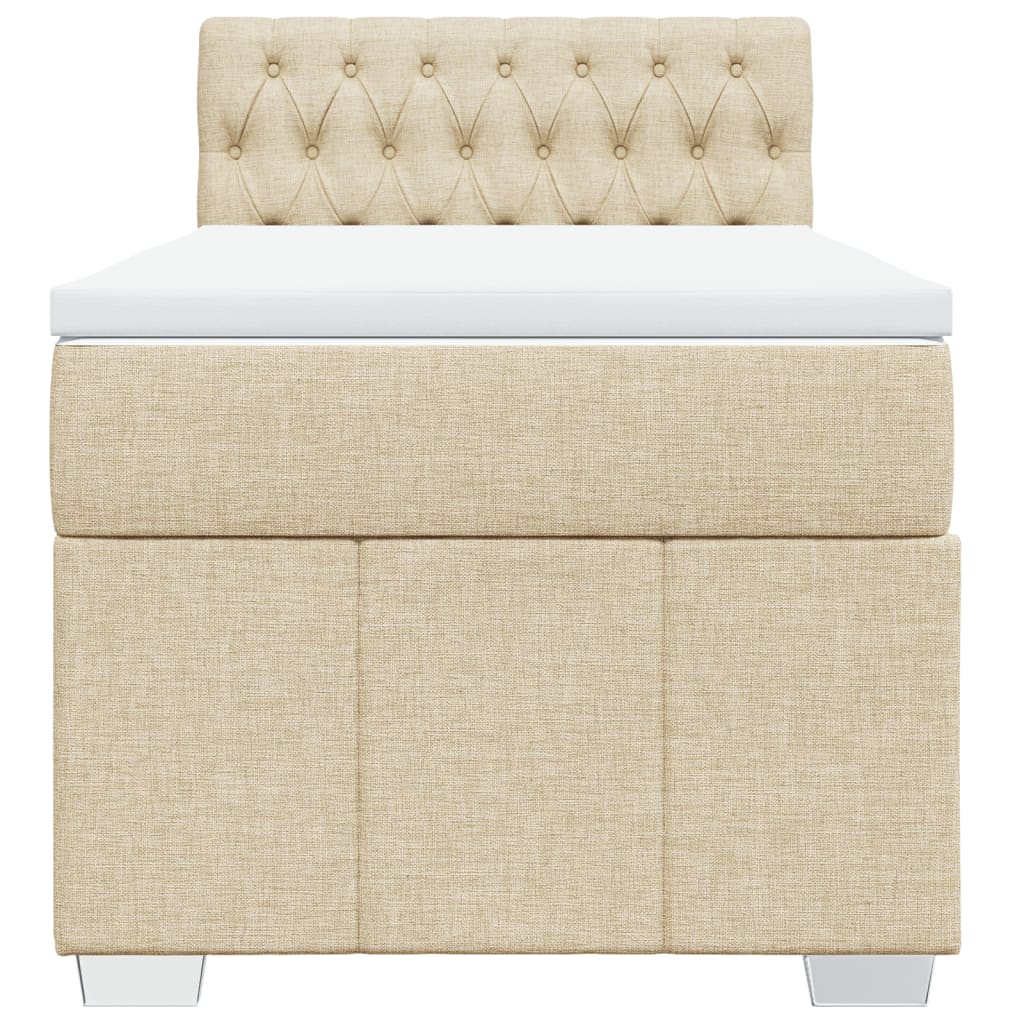Box Spring Postel S Matrací Krémová 90X200 Cm Textil