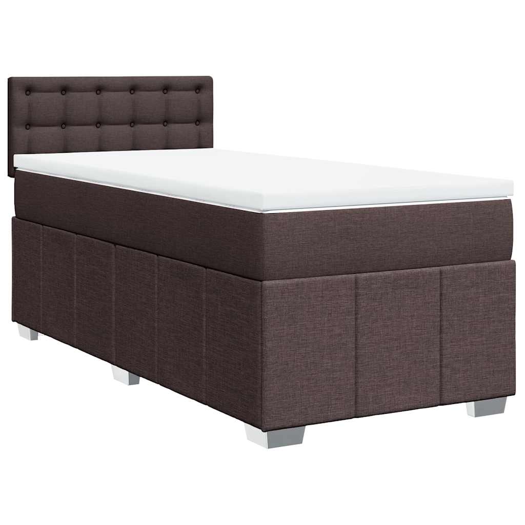 Box Spring Postel S Matrací Tmavě Hnědá 90X200 Cm Textil
