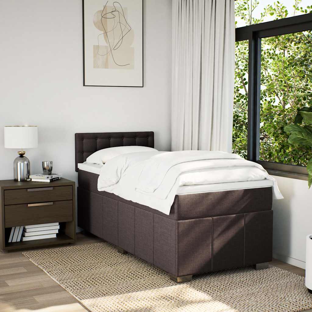 Box Spring Postel S Matrací Tmavě Hnědá 90X200 Cm Textil
