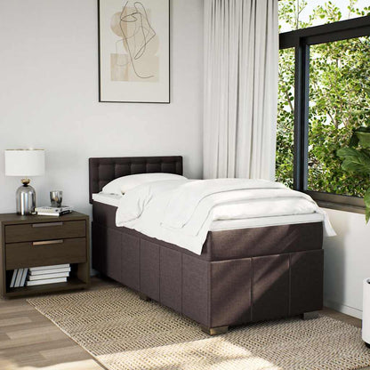 Box Spring Postel S Matrací Tmavě Hnědá 90X200 Cm Textil