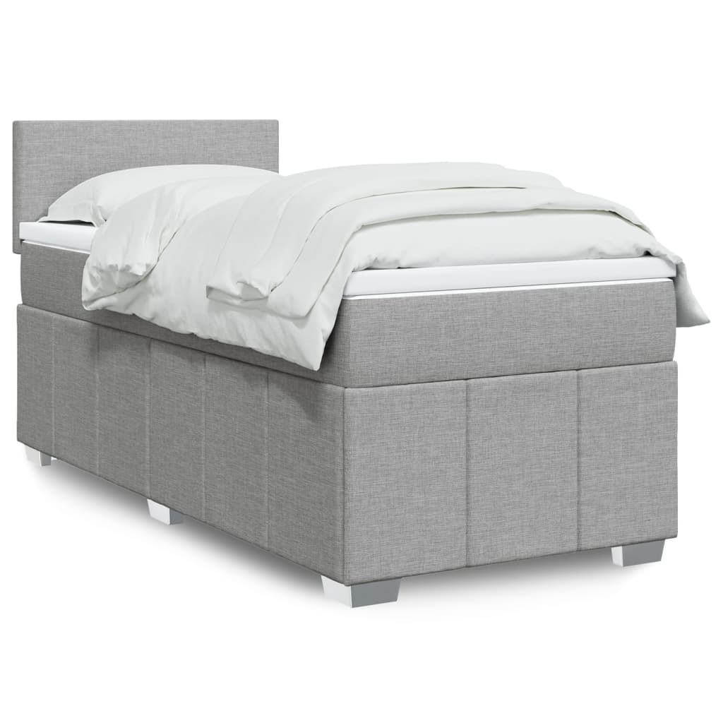 Box Spring Postel S Matrací Textil Světle Šedá