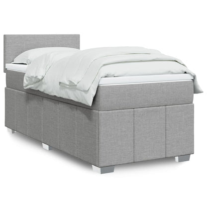 Box Spring Postel S Matrací Textil Světle Šedá
