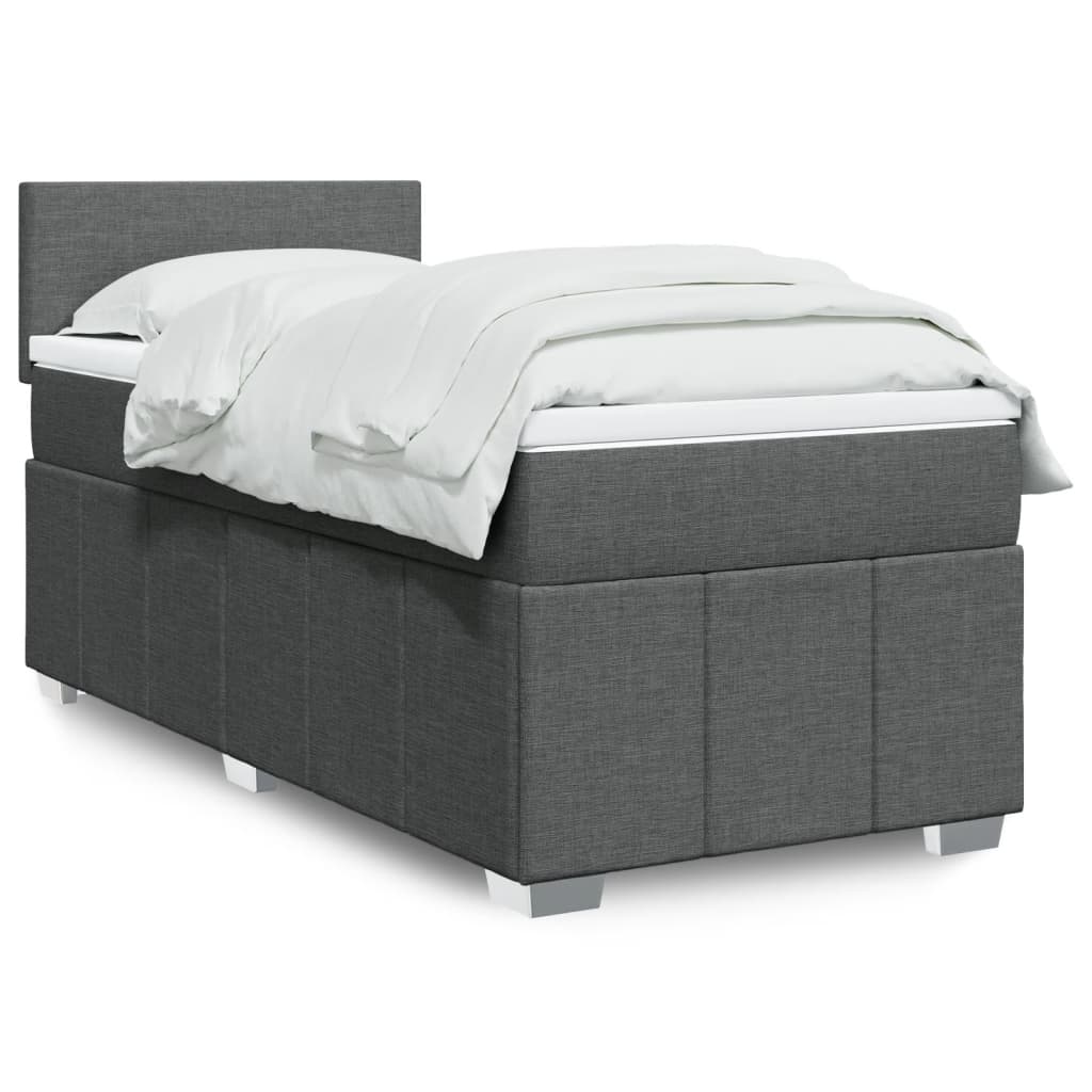 Box Spring Postel S Matrací Textil Tmavě Šedá