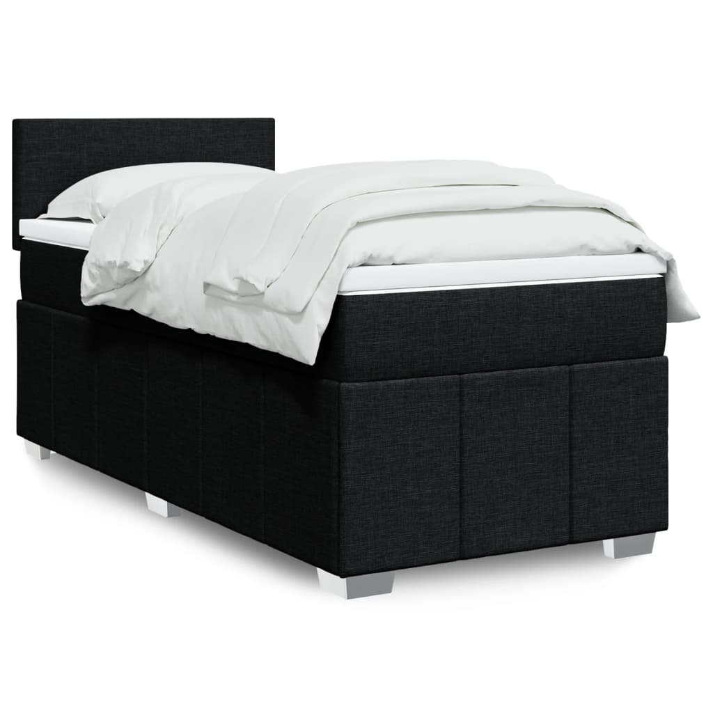 Box Spring Postel S Matrací Černá Textil Černá