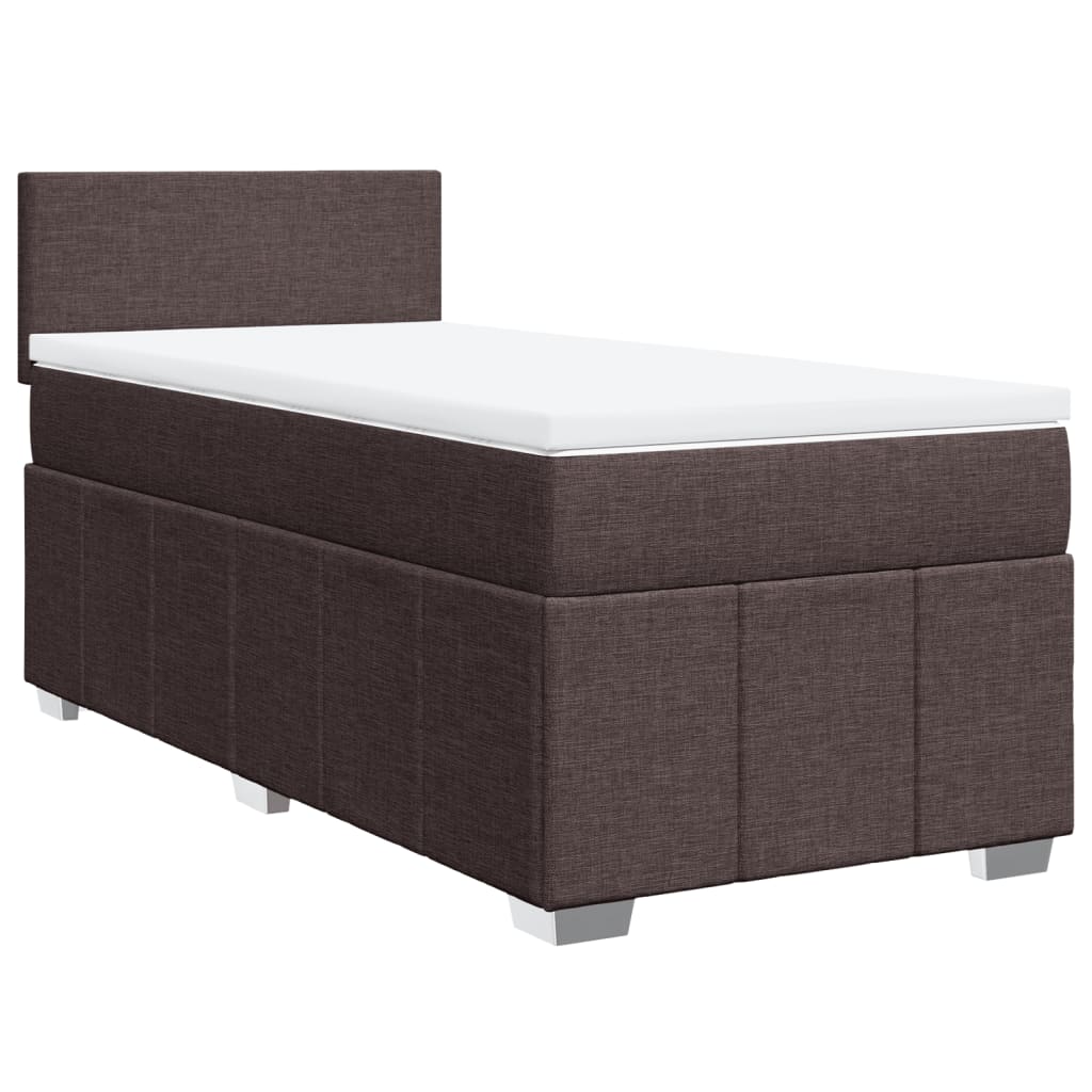 Box Spring Postel S Matrací Tmavě Hnědá 100 X 200 Cm Textil