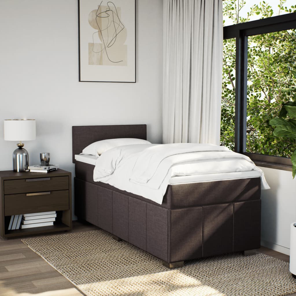 Box Spring Postel S Matrací Tmavě Hnědá 100 X 200 Cm Textil