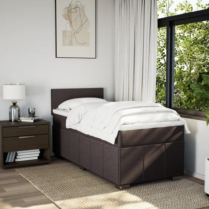 Box Spring Postel S Matrací Tmavě Hnědá 100 X 200 Cm Textil