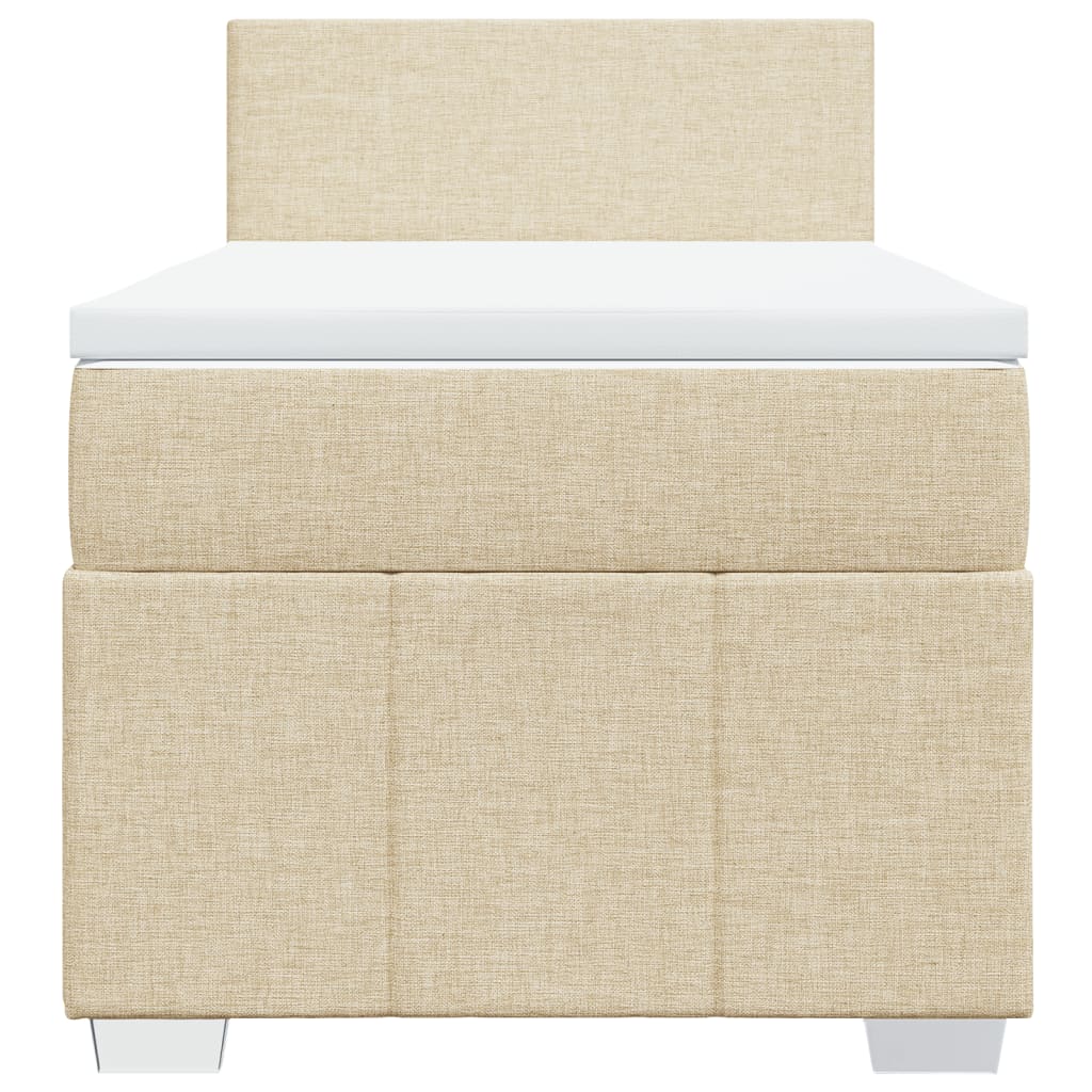 Box Spring Postel S Matrací Krémová 100 X 200 Cm Textil